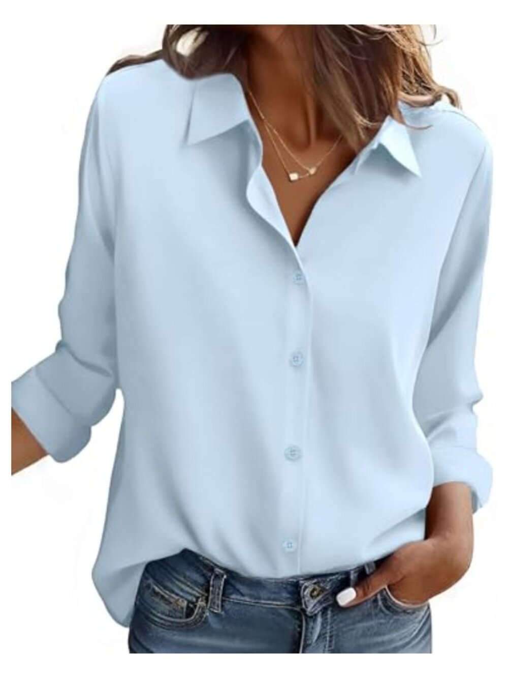 Women's Floral Button Down Blouse Long Sleeve V-Neck Work Top